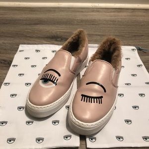 Chiara Ferragni Fur-Lined Blush Sneakers